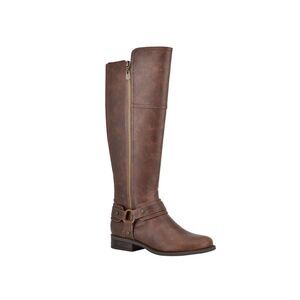 GBG LOS ANGELES Womens Brown Flex Back Gold-Tone Harlea Riding Boot 6 M